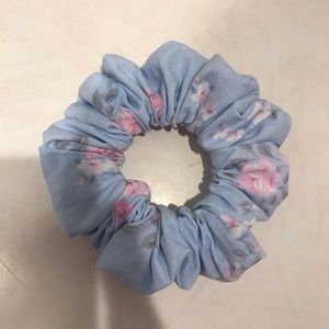 Handmade Blue/Pink Floral Scrunchie